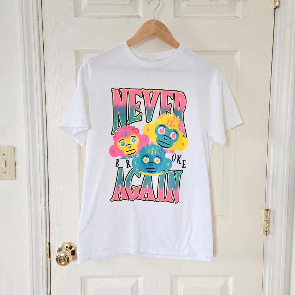 Never Broke Again T-shirt Size M Neon Streetwear NBA Youngboy Y2K Pop Art